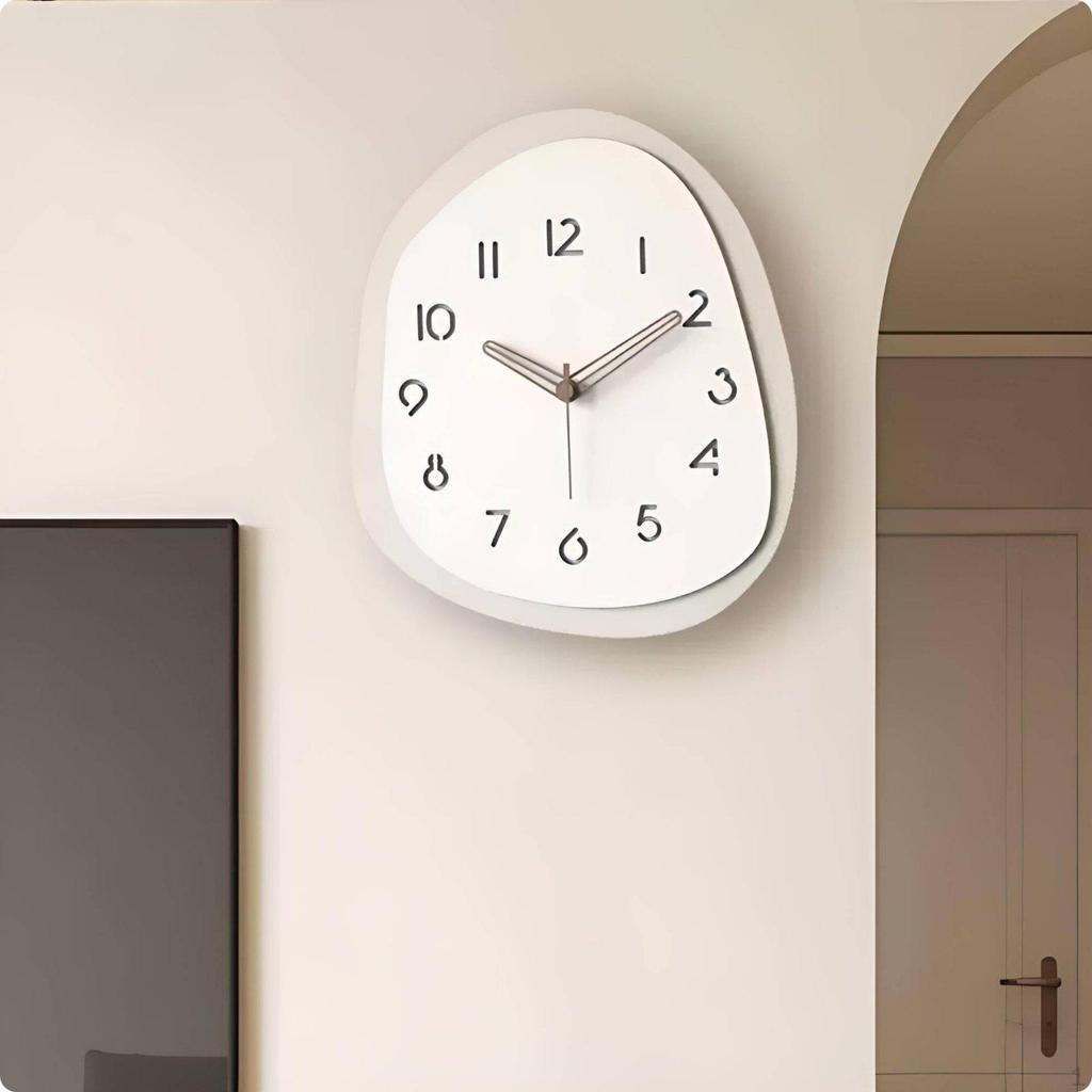 Silent Wall Clock Non Ticking Cream Decorative