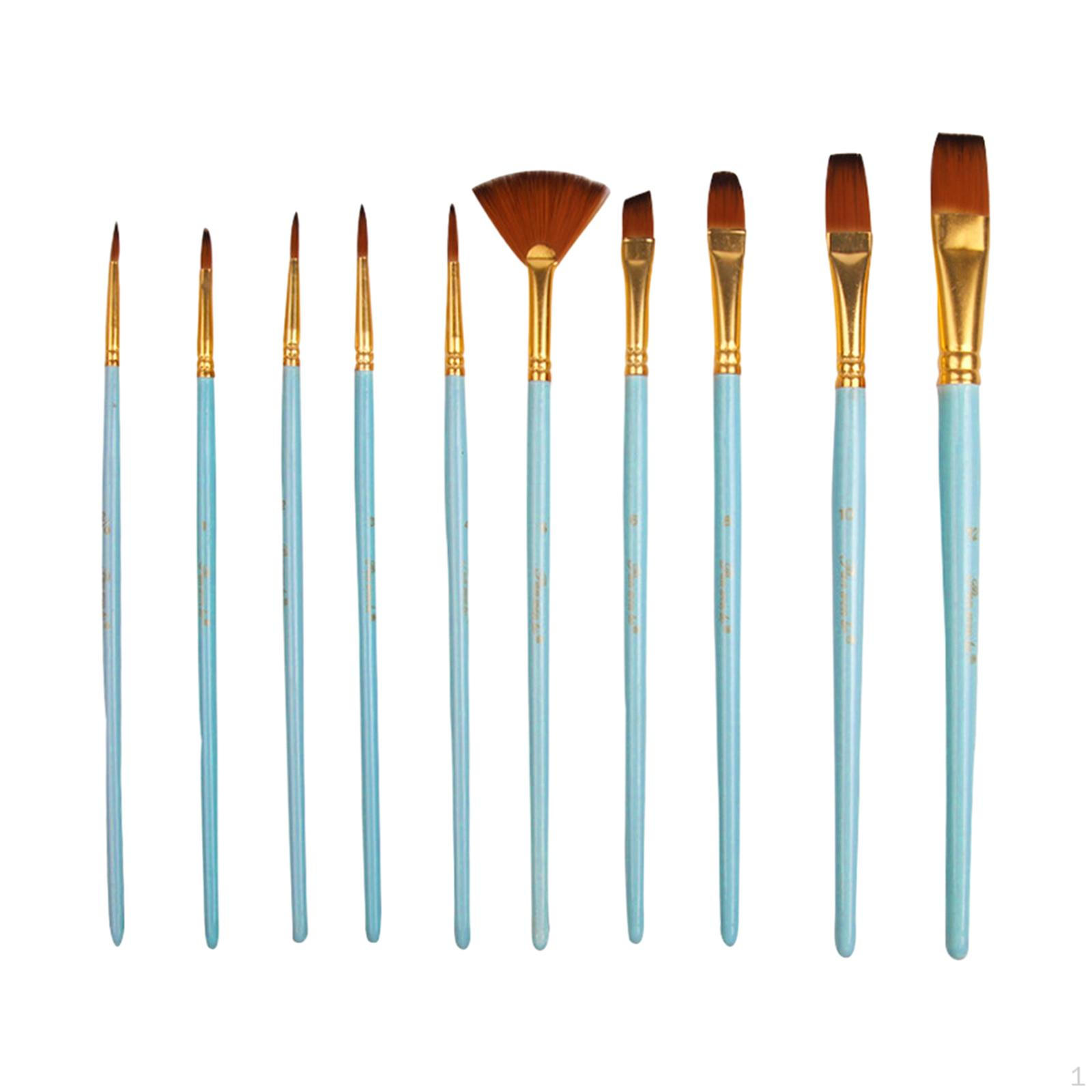 

10 Pieces Paint Brush Set Acrylic Brush, Watercolor, Craft, Nylon Painting Kits ,Face Body светло-синий