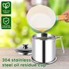 1.5-2L Stainless Steel Oil Strainer Pot with Strainer Dust-Proof Lid Cooking Oil Strainer Storage Container Grease Keeper Filter