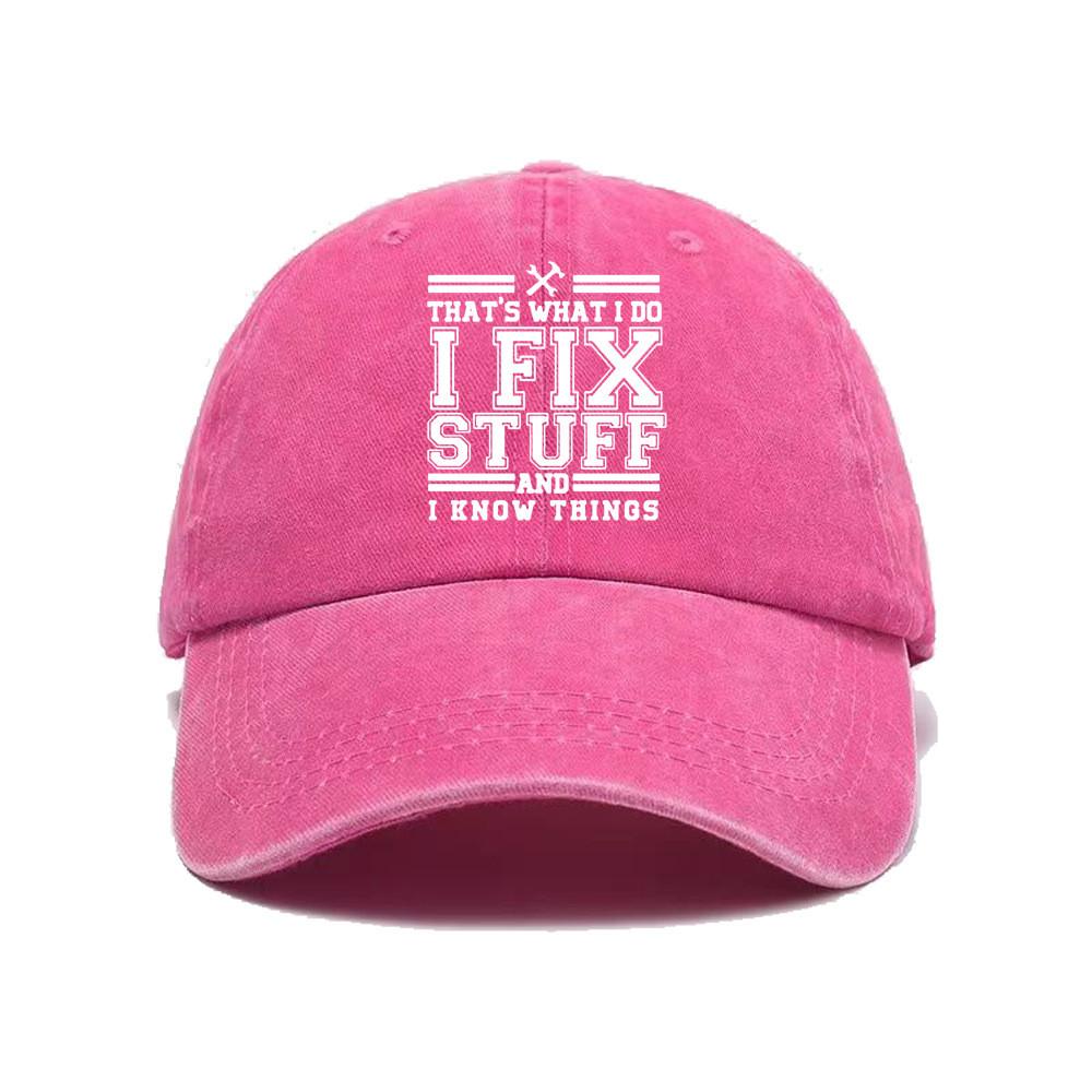 Fix Stuff Cotton Baseball Cap With Embroidered Print For Summer Outdoor Sunshade