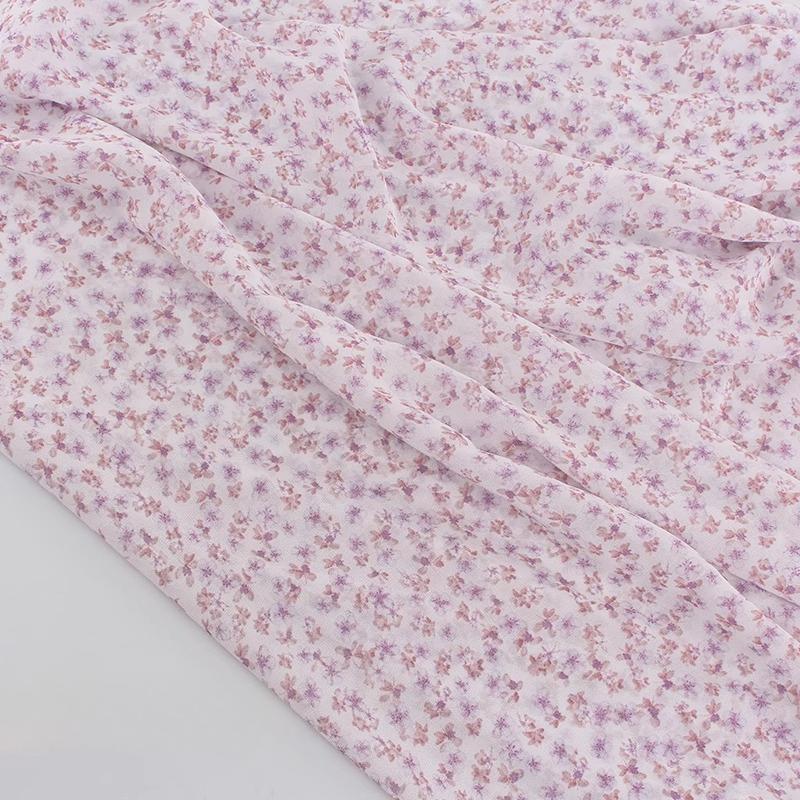 New Pearl Chiffon Printed Fabric Summer Small Floral Single-layer Thin Through Hanging Good Fabric for DIY Dress Slip Skirt
