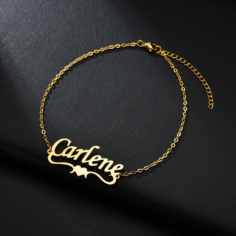 Atoztide Customized Bracelet Personalized Special Chain Nameplate Women Kids Stainless Steel Gold Color Bangle Chrismas Gift