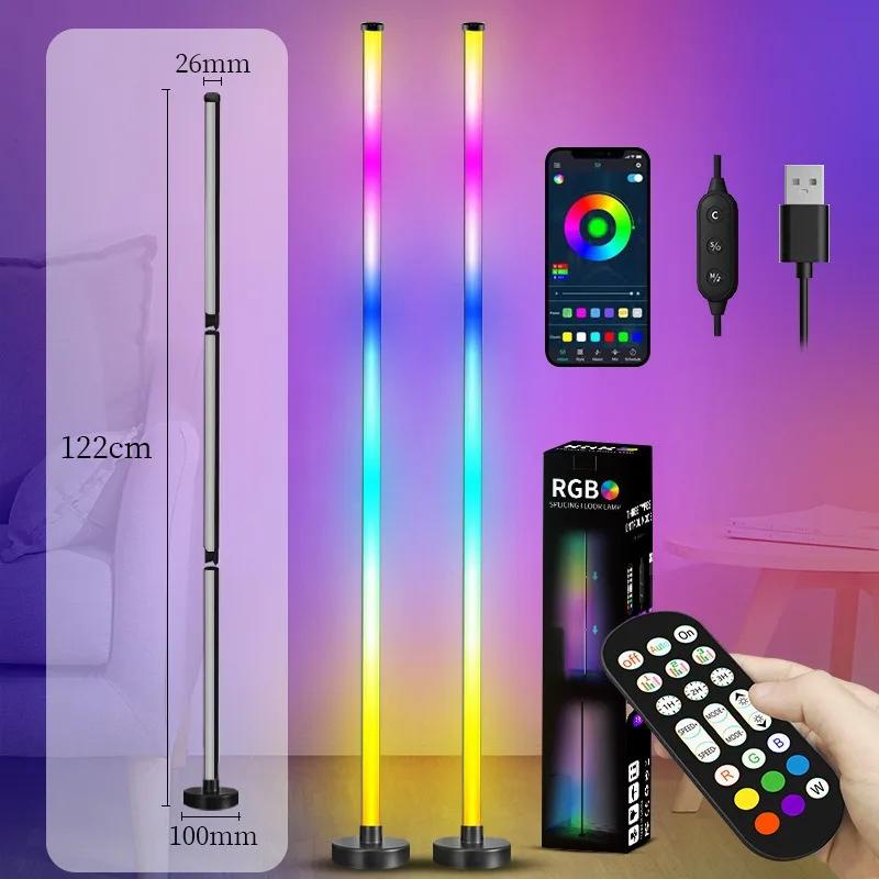 LED Floor Standing Lamp RGBIC Atmosphere Lights APP Control Music Sync Corner Lighting for Bedroom Living Room Background Light