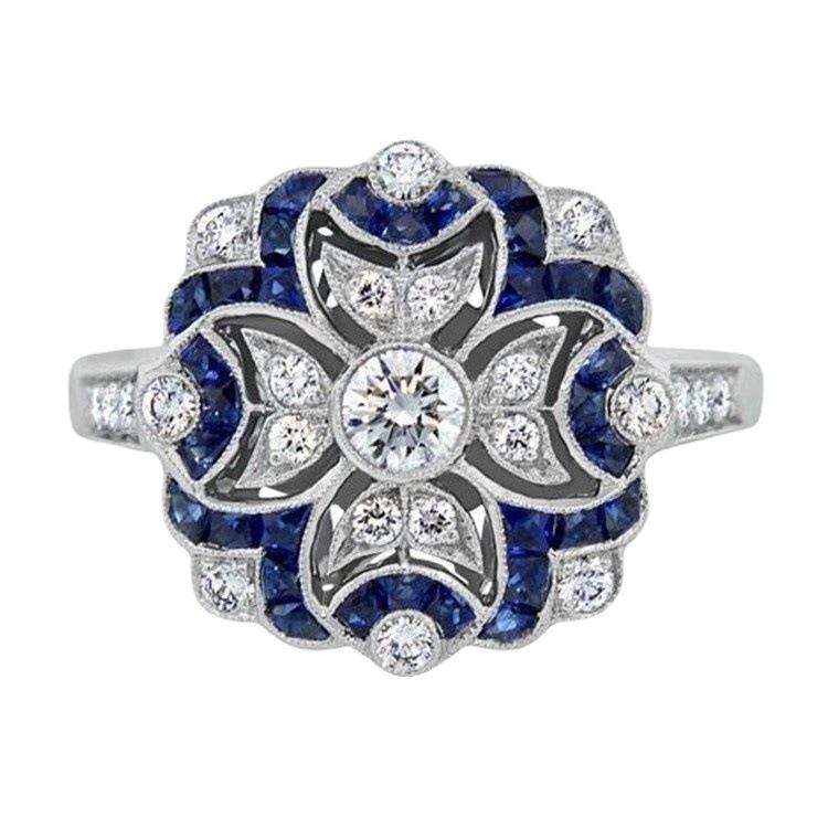 Square White Sapphire Zircon Ring Wedding Women'S Hand Jewelry