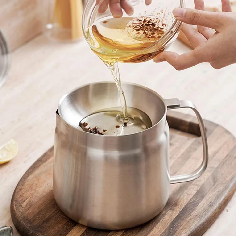 1,5L/2L Edelstahl-Wasserkocher mit Edelstahlsieb Multifunktionstopf Ölfilter Frittierkorb Ölaufbewahrungsbehälter Topf Geschenke