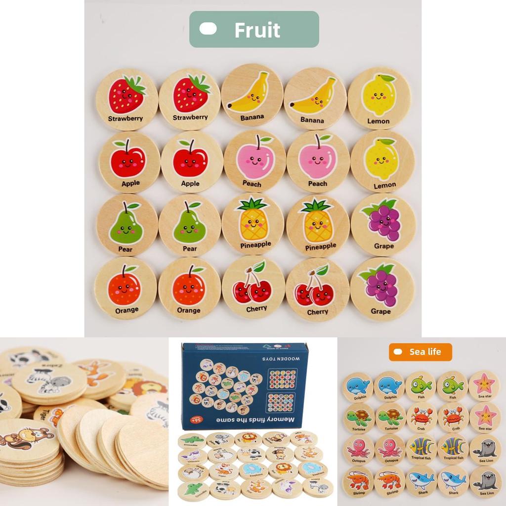 Wooden Educational Matching Puzzle For Children With Forest Animal Fruit Theme For Early Learning