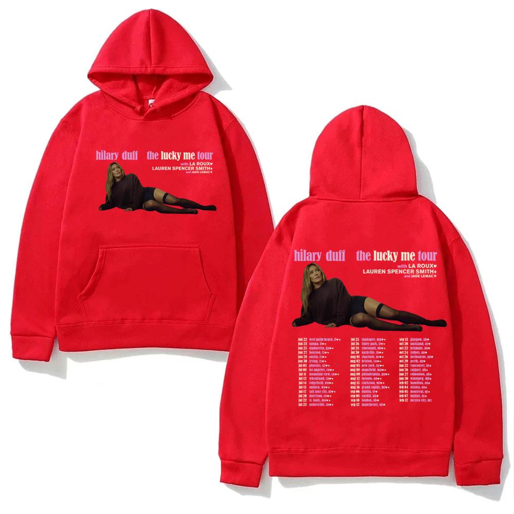Hilary Duff  Hoodie The Lucky Me Tour for 2026 Hip Hop Graphic Printing Hoody Fashion Classic Soft Punk Hooded Pullovers Fleece