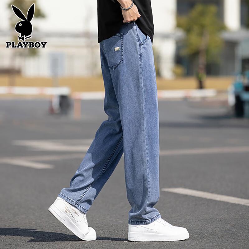 Playboy Men s Ice Silk Straight Loose Jeans 33