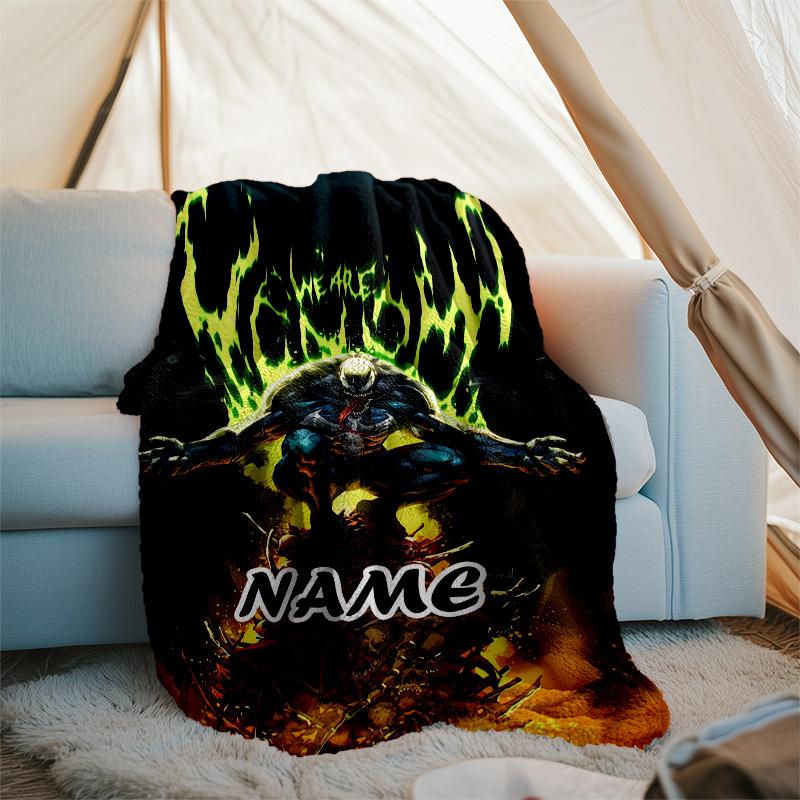 Customizable Venom Throw Blanket – Personalized Name, All-Season Cozy Snug Blanket, Machine Washable, Personalized Blanket