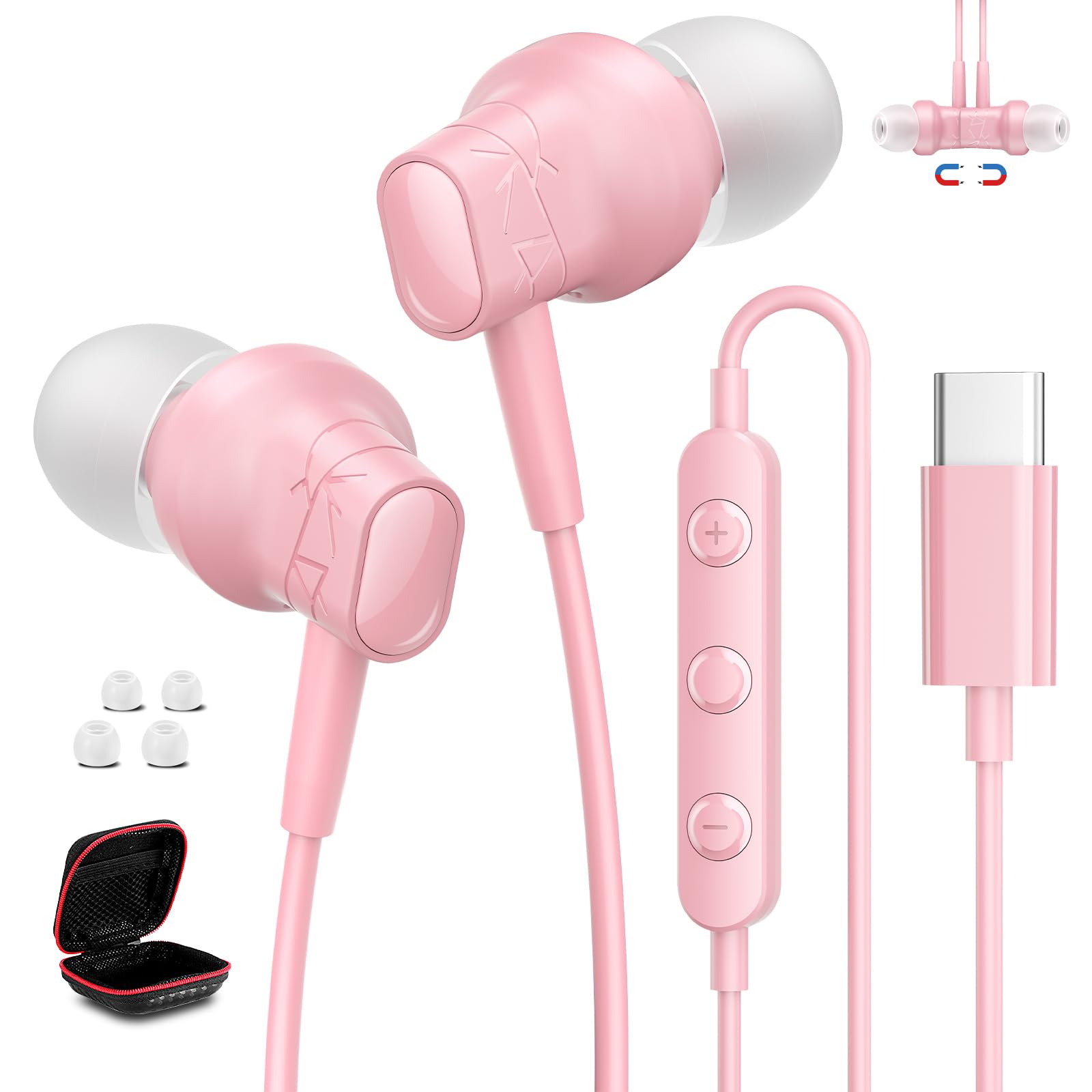 

Wired Type-C Earphones with Mic and Remote Control for iPhone 1615, iPad Pro, MacBook, and Android Smartphones. Compatible with Galaxy, AQUOS,