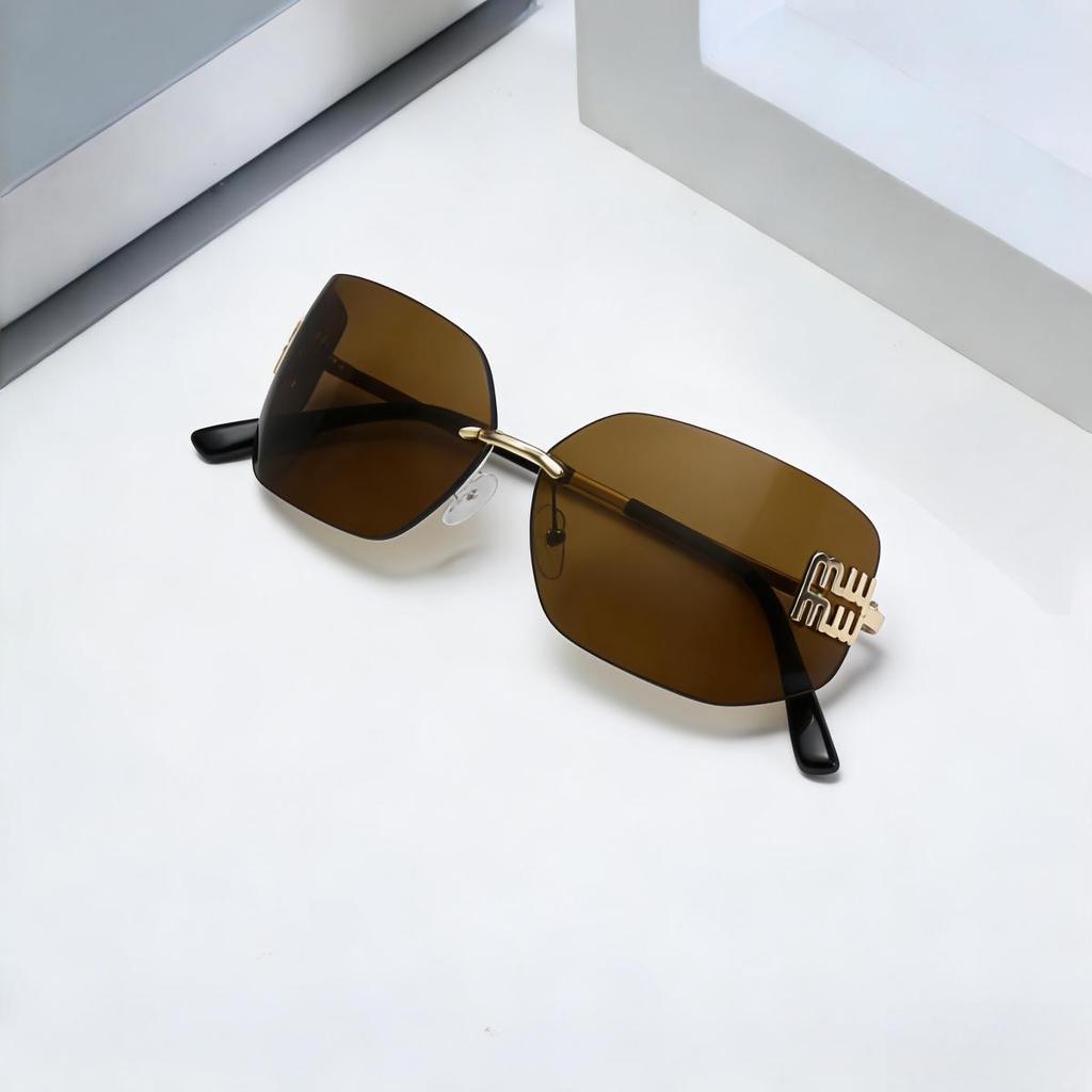 Miu's Y2K Retro Frameless Sunglasses for Women - Zhang Yuanying Style, High-End European and American Fashion