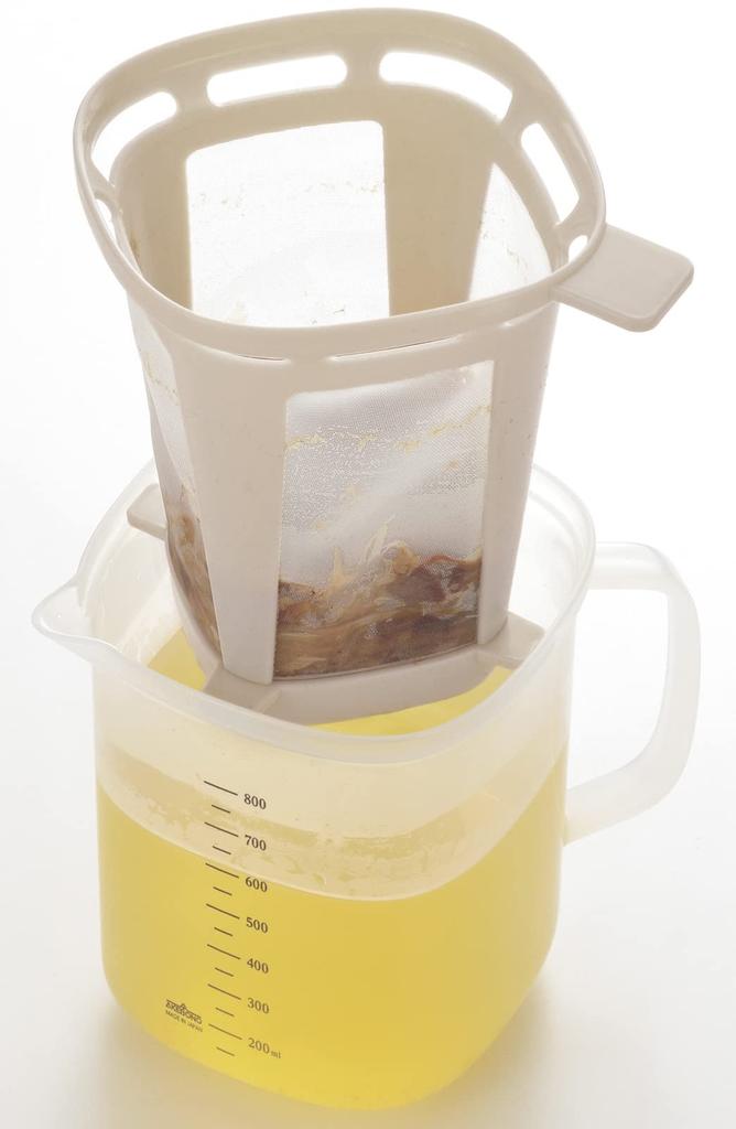 Yoshikawa Easy Microwave Dashi Stock Pot, 1000ml, with Lid, Strainer, and Graduations, Made in Japan, 1106146