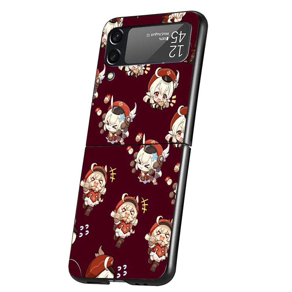 Genshin Impact Klee Cover Phone Case For Samsung Galaxy Z Flip 7 6 5 4 3 5G Flip7 Flip6 Flip5 Flip4 Flip3 Black Fundas Shell Gal