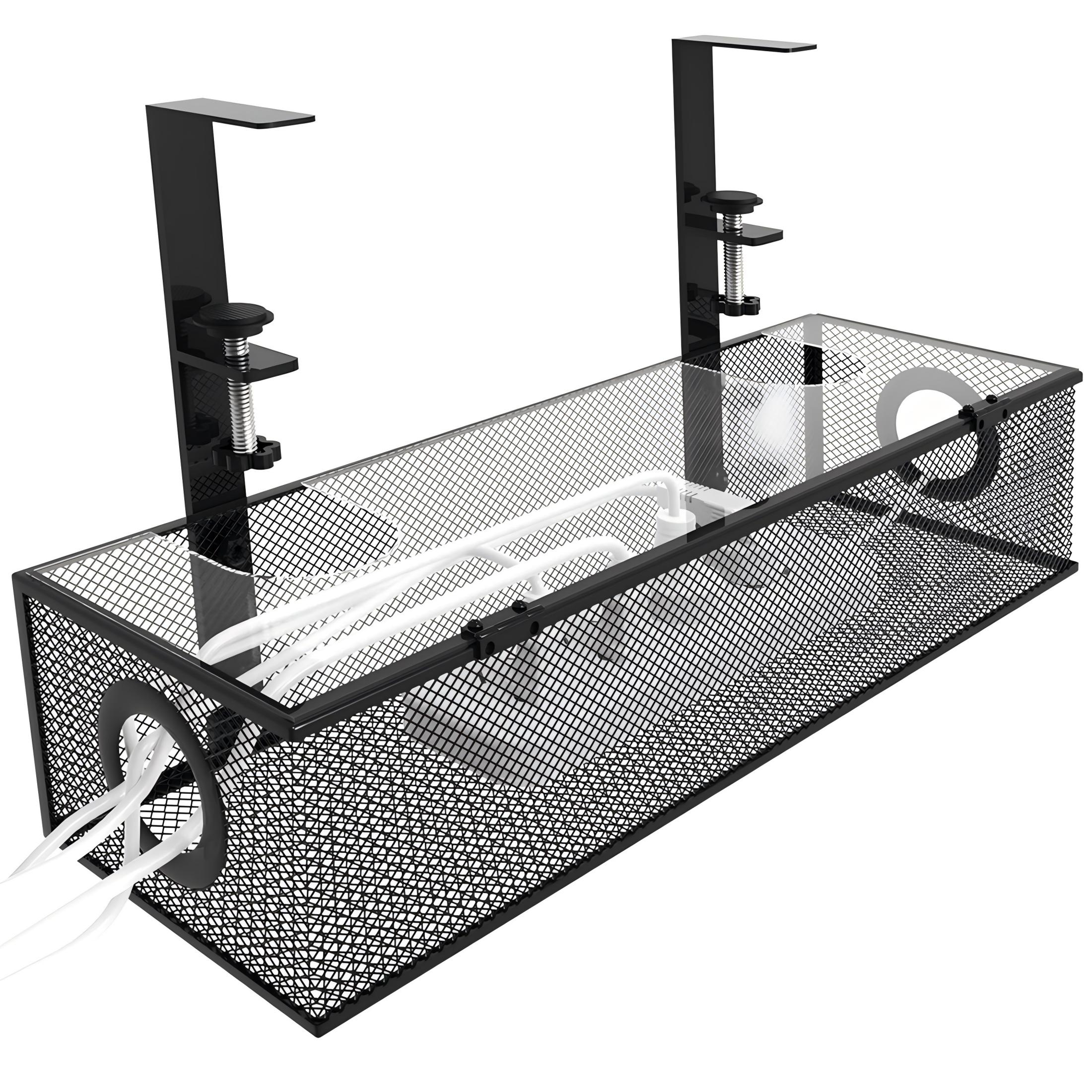 

Подставка для коробок под стол, ЧЕРНАЯ, 1 шт. - Органайзер для проводов и шнуров, крепление с зажимом чёрный