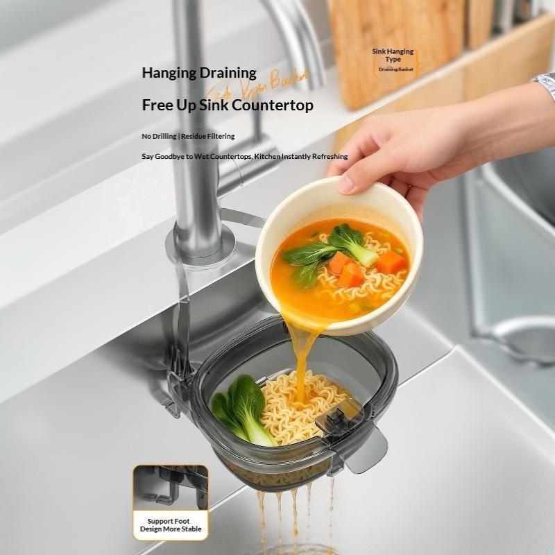 Sink Hanging Drain Basket Heat Resistant Food Grade Kitchen Vegetable Washing Drain Rack for Kitchen Food Scrap Filtering