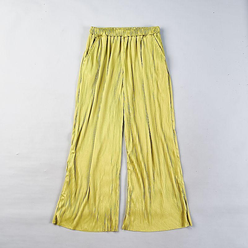 

Ретро Однотонные Весенне-летние Свободные Брюки-кюлоты с плиссировкой и широкими штанинами 1 Fruit Green M