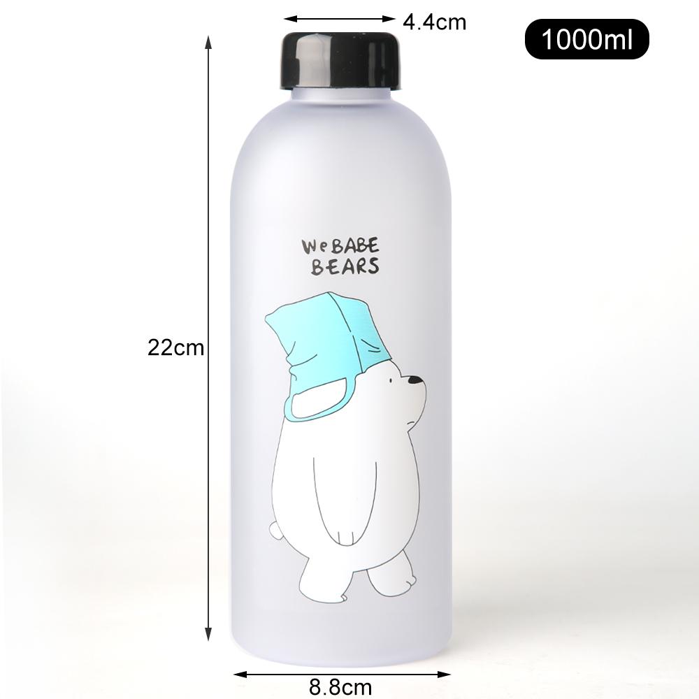 Wasserflaschen, süßer Pandabärbecher, 1000 ml, mit Strohhalm, transparente Cartoon-Wasserflasche, Trinkgeschirr, mattiert, auslaufsicher, Protein-Shaker