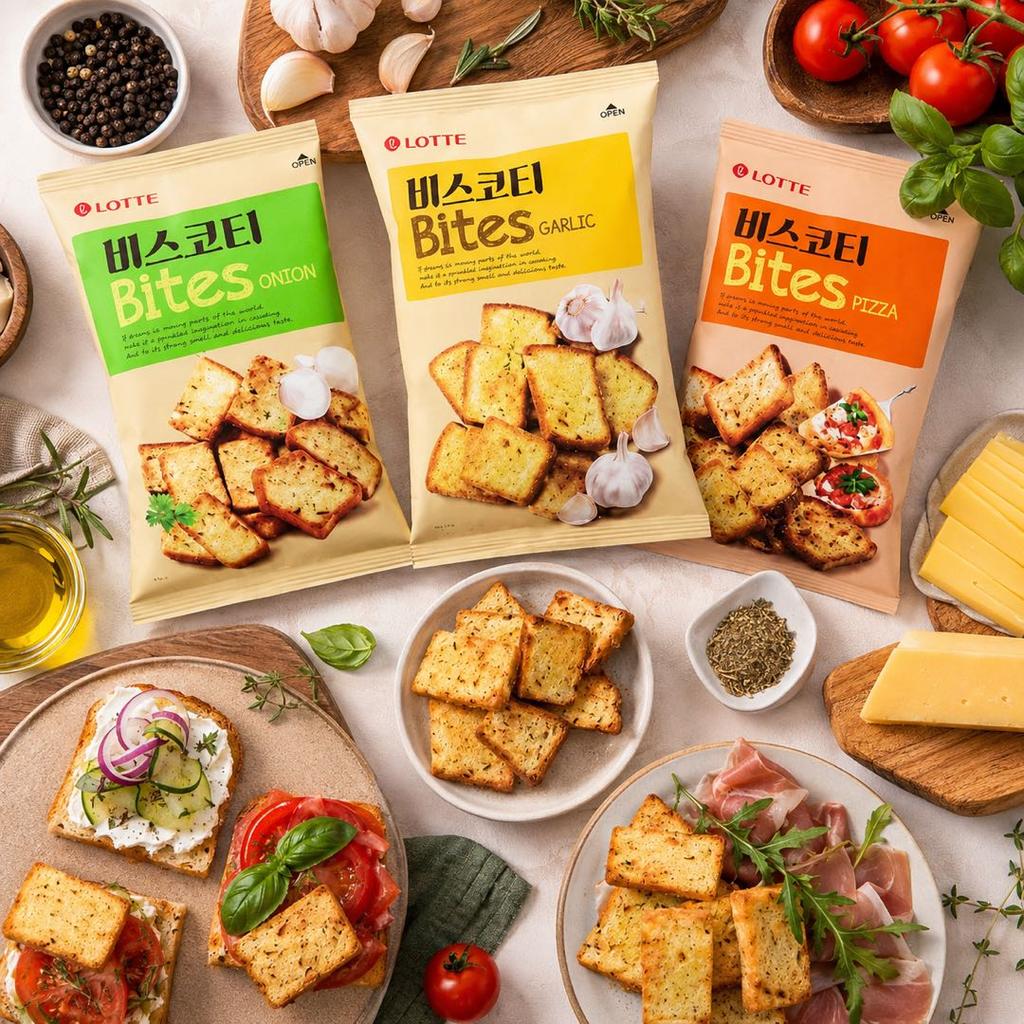 Lotte Toasted Bread Slices Casual Snacks  70g 3 flavors 6pack