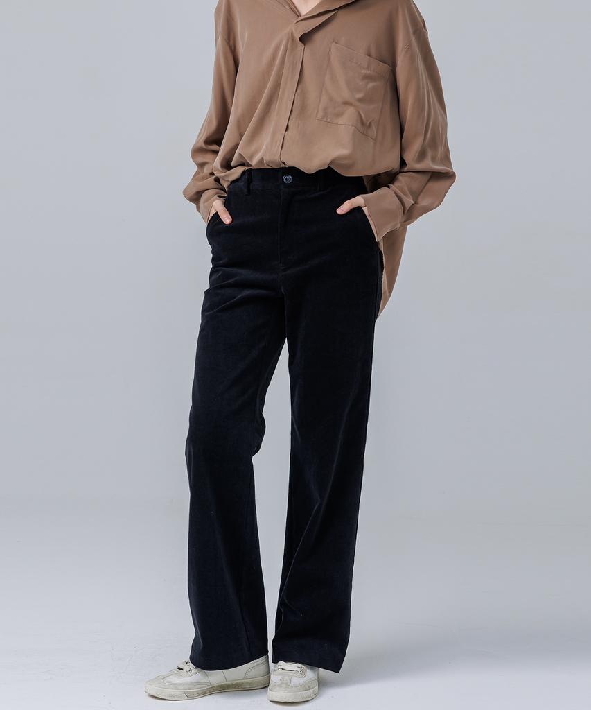 PAGE Corduroy Semi-Bootcut Pants_Black