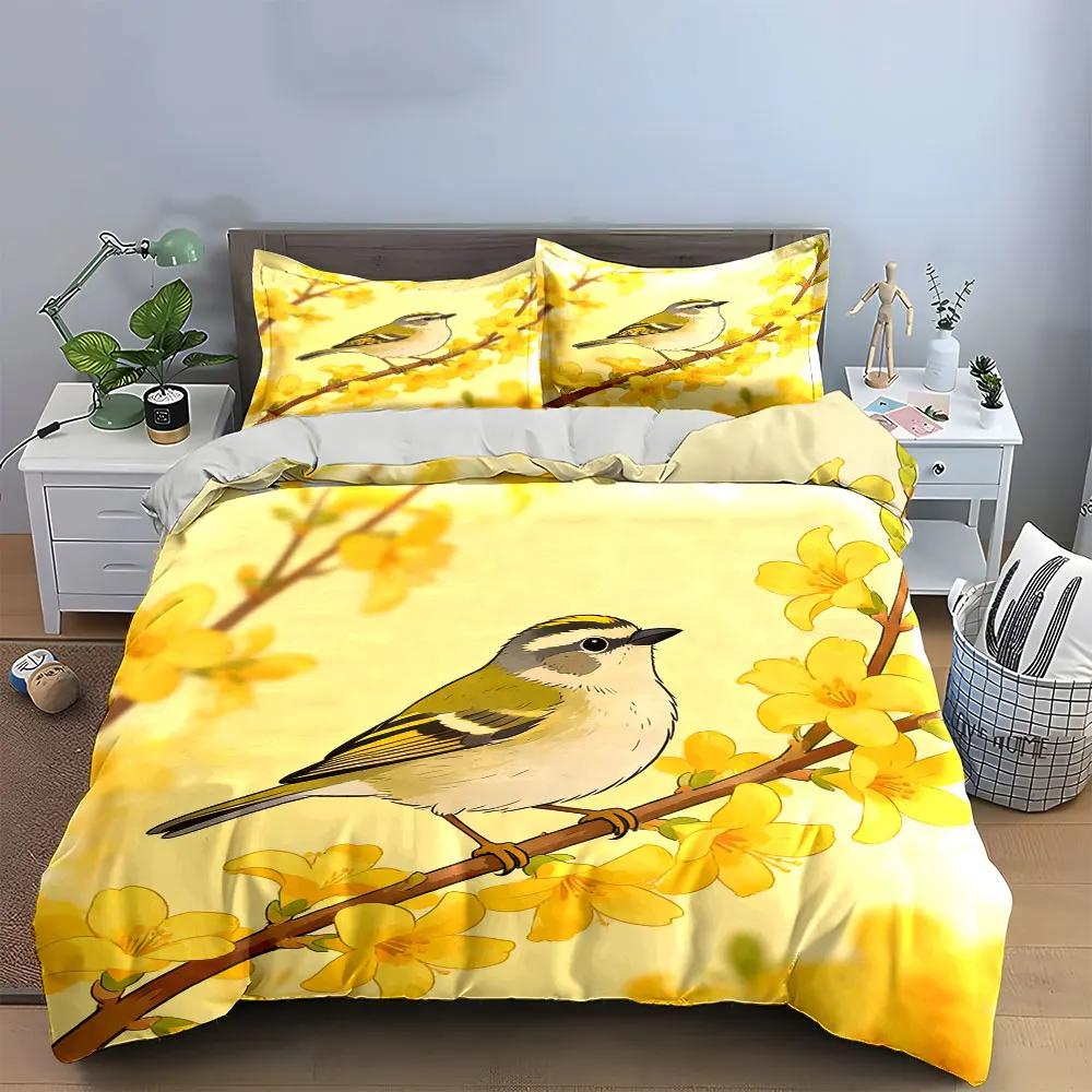 "Bird Floral Decorative Set" Soft Comfortable Duvet Cover Bedding Set Included 1*Duvet Cover & 2*Pillowcases gift