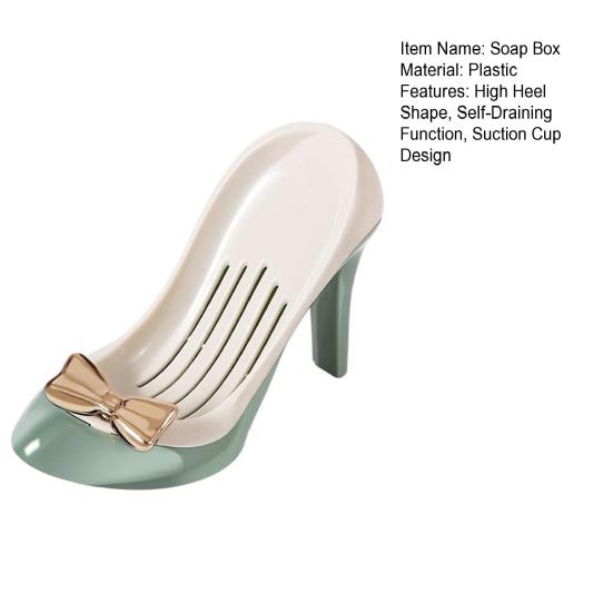1/2Pcs Soap Box with Convenient Suction Cup High Heels Design Self-Draining Soap Dish Plastic Soap Holder Multi-Functional Organizer