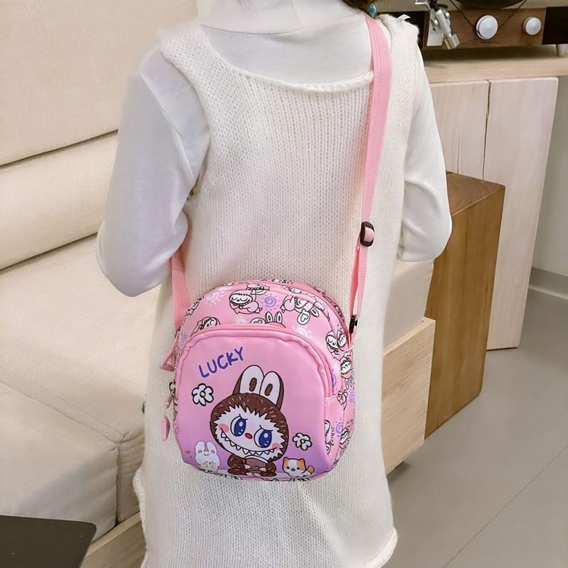 And Fun Colorful Labub Girls Nylon Shoulder Bag With Unique Plaid Pattern Playdates For