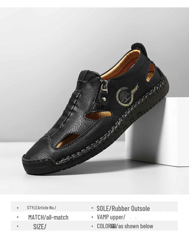 Men's Breathable Stitched Beach Sandals - Wear-resistant Outdoor Sports Style, Big Size Shoes