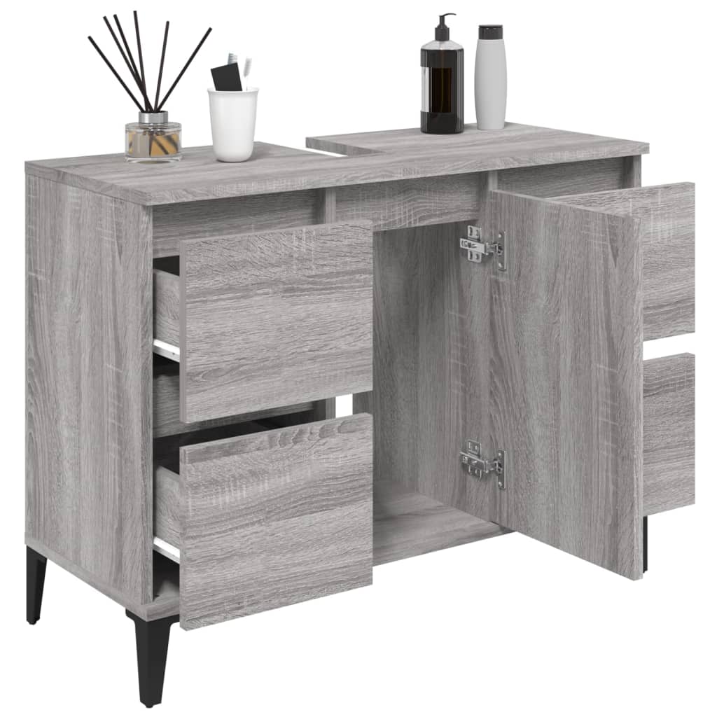 Bathroom Vanity Unit Grey Sonoma 80 X 33 X 60 Cm Particleboard