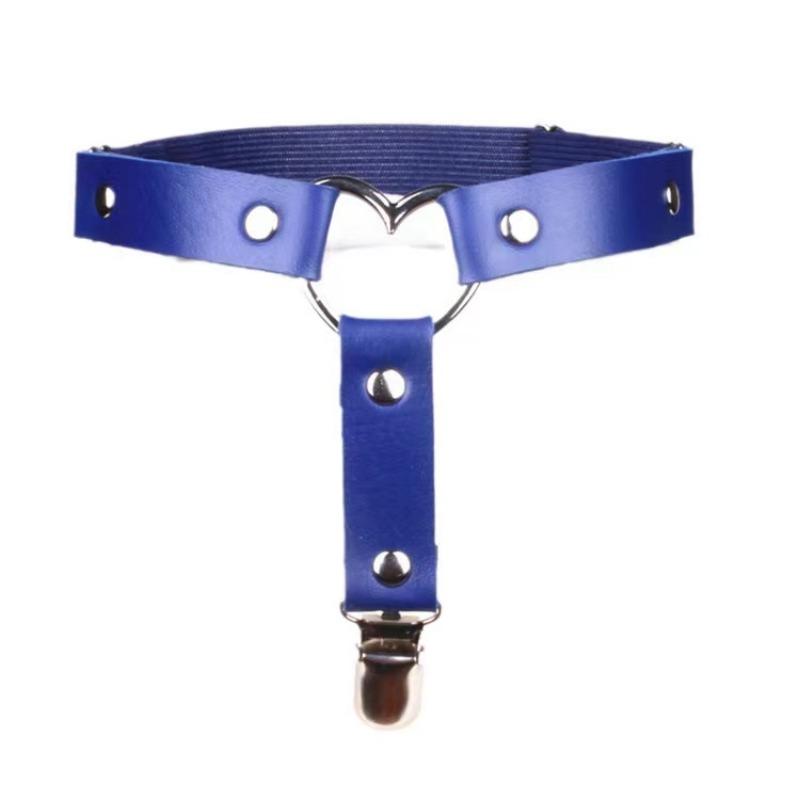 

Пояс с подвязками в стиле панк, сексуальный женский ремень из искусственной кожи, эластичный ремень для девушек и женщин, плотный ремень для подтяжек 1pc синий