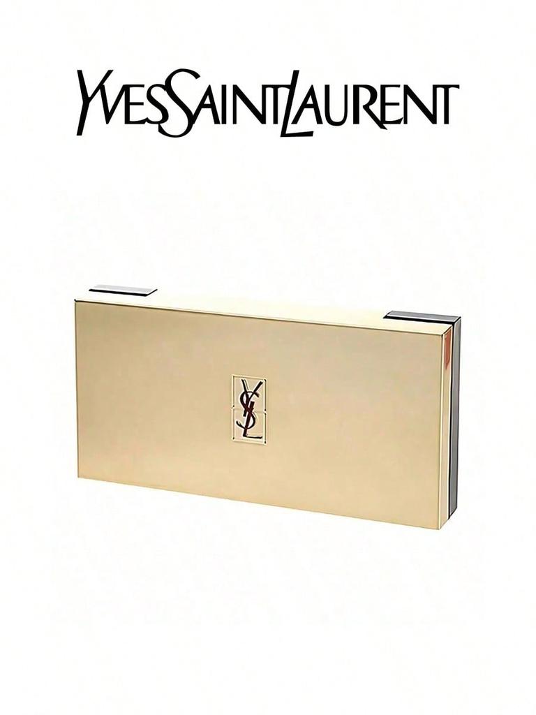 YSL Women's Golden Storage Case with Built-in Mirror, Portable for Easy Touch-ups