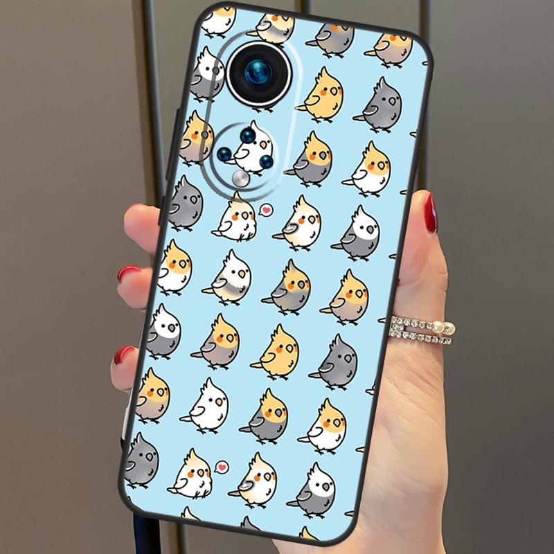 Kreskówkowy kolaż papugi nimfy na Huawei P30 Pro P20 P40 Nova 5T 9 P Smart Z 2021 Etui Coque na Honor 8X 9X 10i 50 Lite