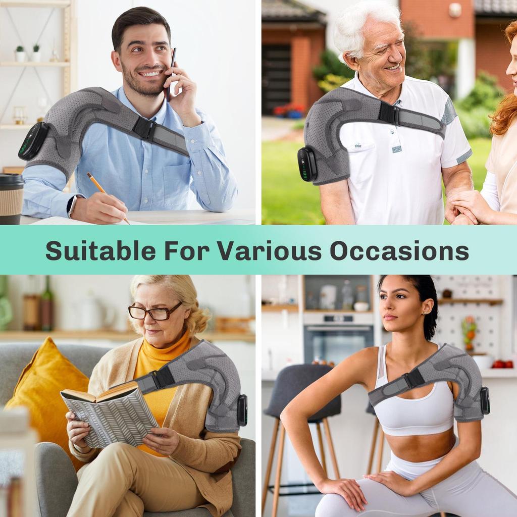 Wireless Heated Shoulder Massager with Vibration Therapy