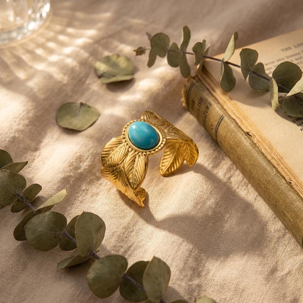 New Design Natural Stone Stainless Steel Rings for Women Men Vintage Geometric Sun Stackable Finger Ring Waterproof Jewelry