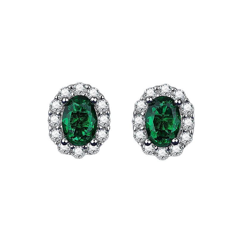 Emerald Zircon Gemstone Drop Earrings for Women