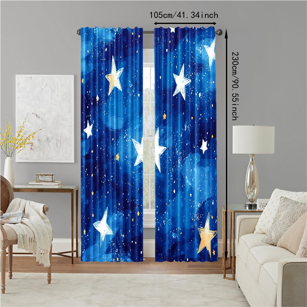 2 Stück vielseitige transparente Polyester-Vorhänge für die Heimdekoration Sternennacht für den Einsatz in Schlafzimmern und Wohnzimmern