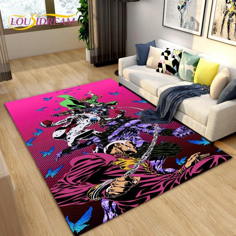 Jojo's Bizarre Adventure Anime-Teppich, Teppich für Wohnzimmer, Schlafzimmer, Sofa, Fußmatte, Dekoration, rutschfeste Bodenmatte für Kinderspiele