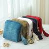 Soft Velvet Jewelry Pouch Multiple Inner Compartments Tassel Zipper For Travel Daily Use Storing Rings Earrings Necklaces