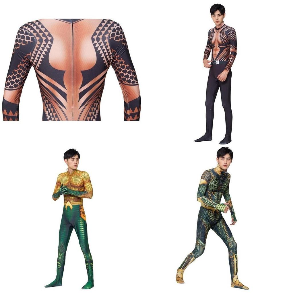 Aquaman Arthur Curry Cosplay Kostüm Bodysuit Perfekt für Halloween Cosplay**