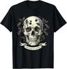 Memento Mori Skull, Dark Floral Vanitas Engraving T-Shirt