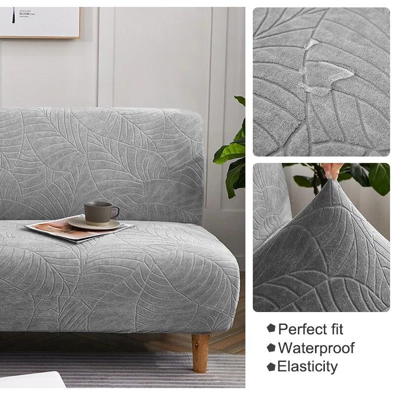 Waterproof Jacquard Sofa Cover Stretch Folding Sofa Bed Cover Without Armrests For Living Room