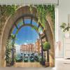 3D European Rural Flower Landscape Printing Bathroom Waterproof Shower Curtain Polyester Bath Curtain Home Decoration Curtain