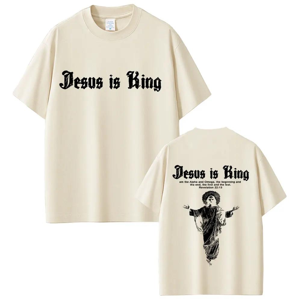 Summer Men Women Fashion Gothic Rock T Shirt Streetwear Jesus Is King Graphic T-shirt Christian Religious Short Sleeve T-shirts
