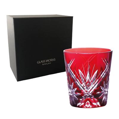 NARUMI Rocks Glass Glass Works Waltz 270 cc, rot gefärbtes geschliffenes Glas, Whiskyglas, altes Glas, Tagesgeschenk, Geschenkbox, Vatertag, GW6071-227RD
