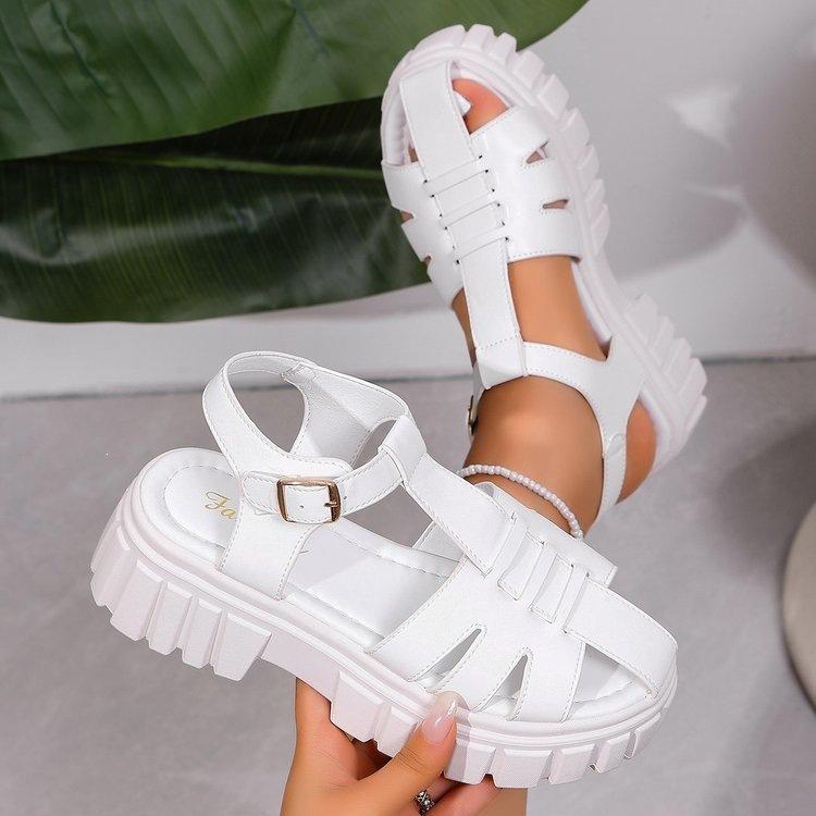 Women's Anti-slip Shoes with Thick Soles and Wide Heels, Large Size Sandals