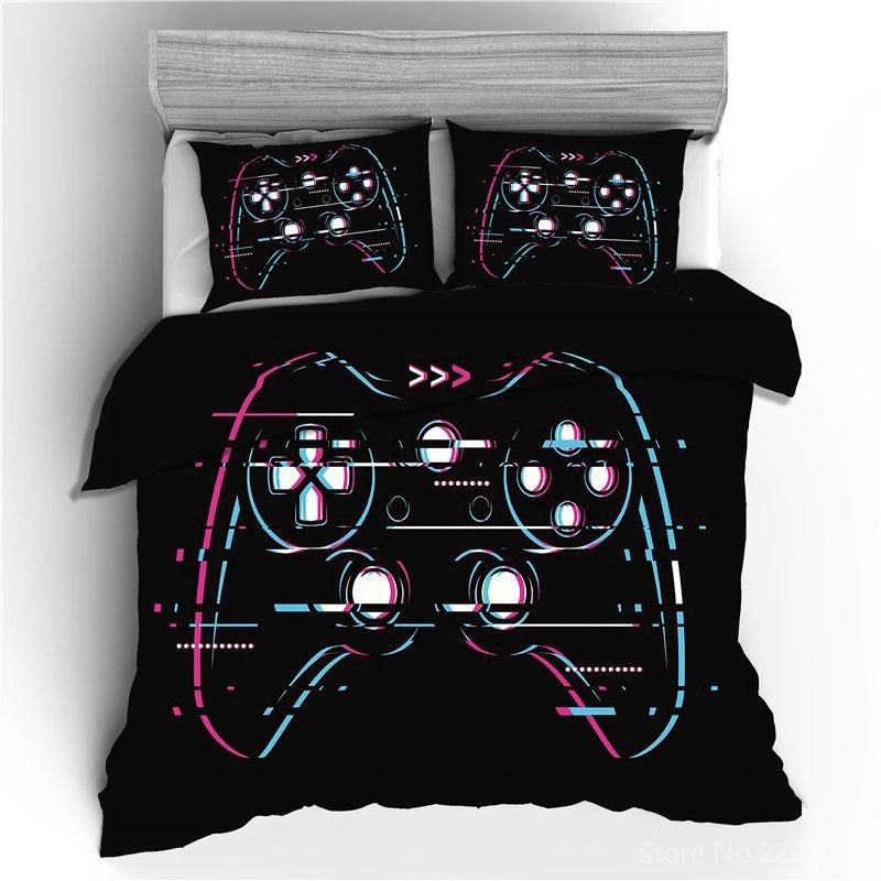 Fashion Black Family Game Gamepad 3d Bedding Set Adult Kids Gifts Pillowcase Duvet Cover Sets Bedroom Decor King Bed Linen Sets