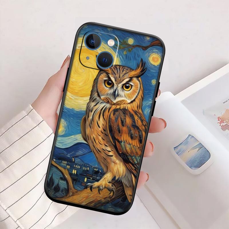 RP13 Cartoon Art Owl Phone Case for Samsung Galaxy S20 S21 S22 Ultra FE + Plus A21S A22 A24 A25 A26 A30 A30S A31