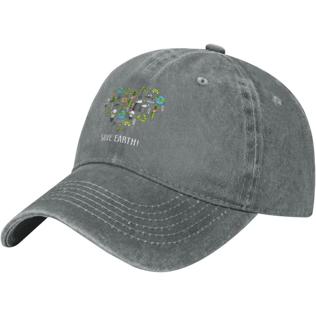 Save Earth Graphic Washed Baseball Cap EnvironUnisextal Heart Print Adjustable Cotton Dad Hat for Unisex