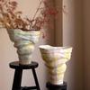 Painted Gradient Ceramic Vase Wide-mouthed Flowerpot Handmade Porcelain Vase Flower Arrangement Accessories Home Decoration
