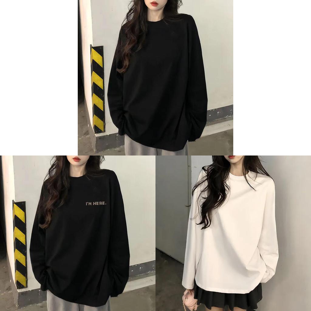 Casual Cotton T Shirt For Women With Letter Print And Long Sleeves For Spring And Fall Wear