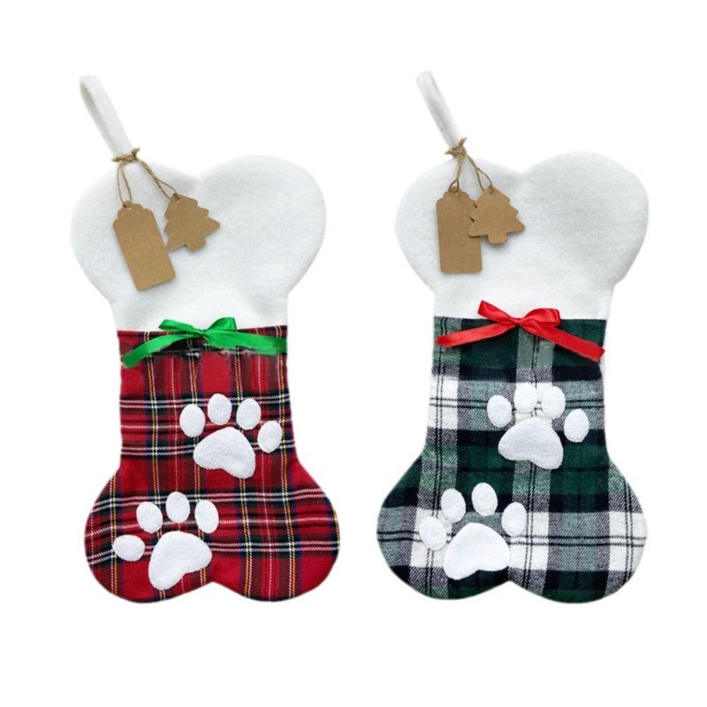 Reusable Dog Bone Shape Candy Bag Creative New Year Gift Bag Xmas Ornament Christmas Socks  Home